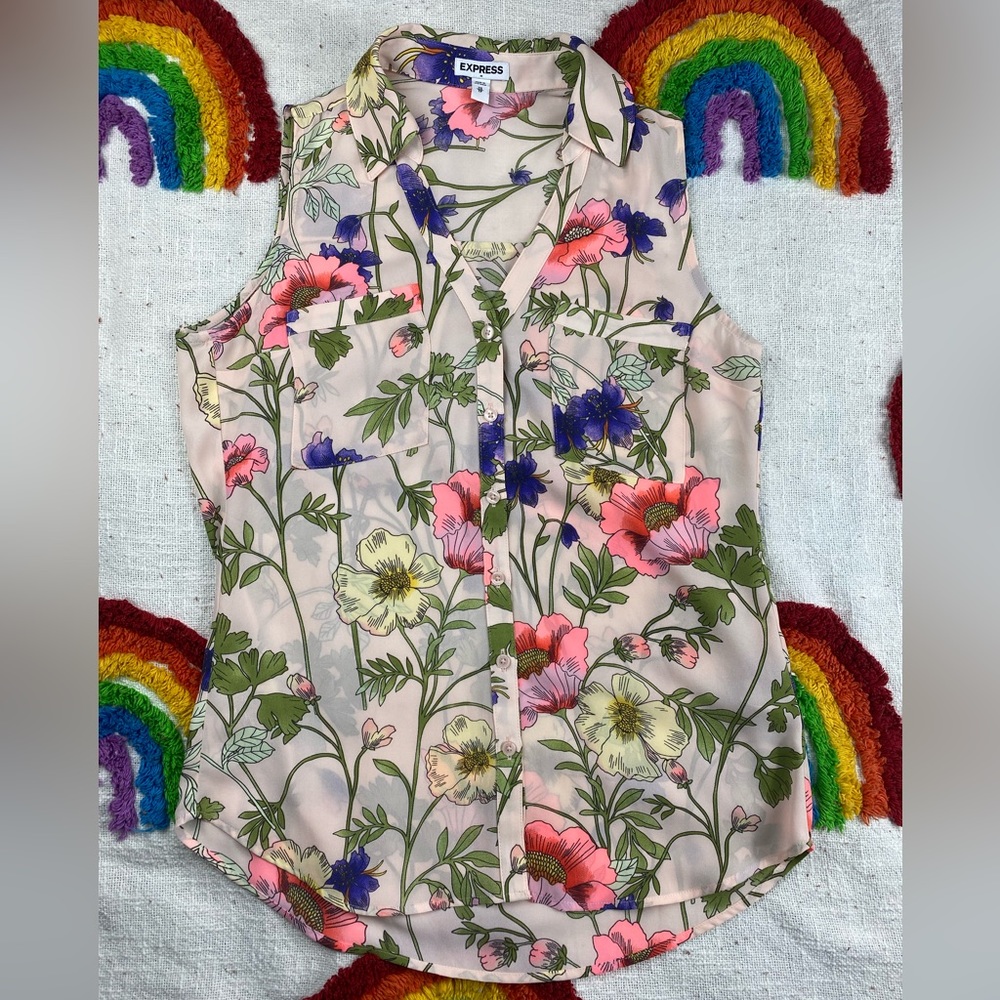 Sheer Floral Express Portofino Tank Top